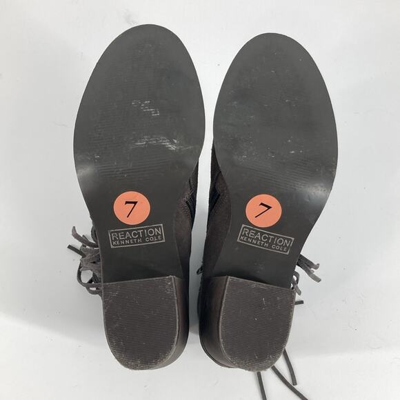 Reaction Kenneth Cole Womens Rowdy Gray Suede Fringed Ankle Boots Size 7 - Picture 7 of 10